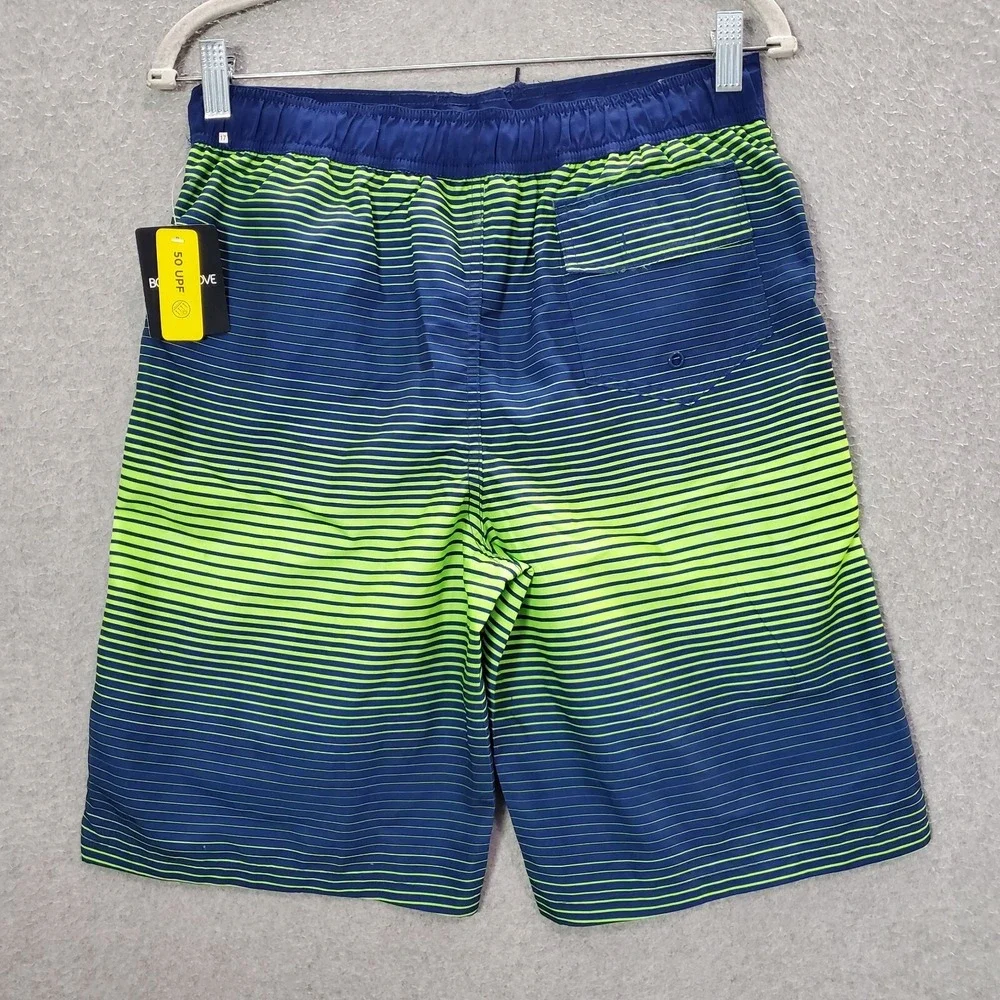 Body Glove Boys Swimwear XL Blue Striped‎ Trunks Built In Brief 50 UPF NWT